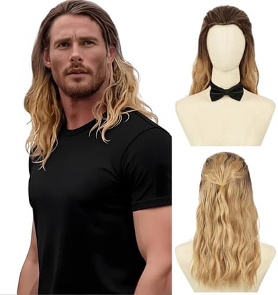 Dailygoods- Pruik Lange Golvende Stijl - Lichtgewicht - Verstelbare Pasvorm - Synthetische Vezels - Natuurlijke Lengte 50 cm - Geschikt voor Cosplay - Haarstuk