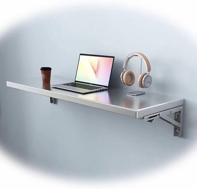Opklaptafel - Zwevend bureau - Ruimte besparen - Roestvrij staal 304 - 50x40cm - Zilver