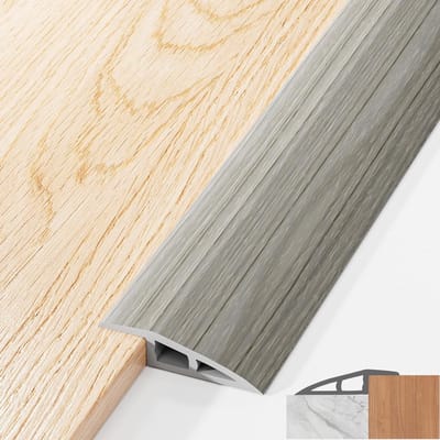 Zelfklevende Dorpelstrips voor Deuren, 100 x 5 cm PVC Dorpelstrip, Vloerovergangsstrip voor Hoogtes van 5-10 mm, Waterdichte Verbinding Tussen Tapijt en Laminaat (Grijs)