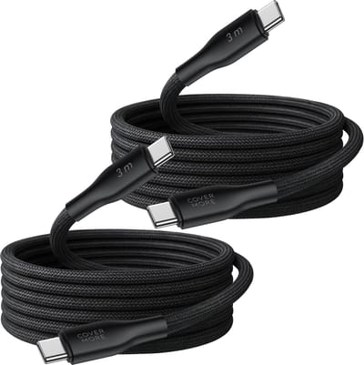 Usb C kabel - Usb C naar usb C - Oplaadkabel - 2 stuks - Lange levensduur - Stevig - 3 meter - Lang - Zwart