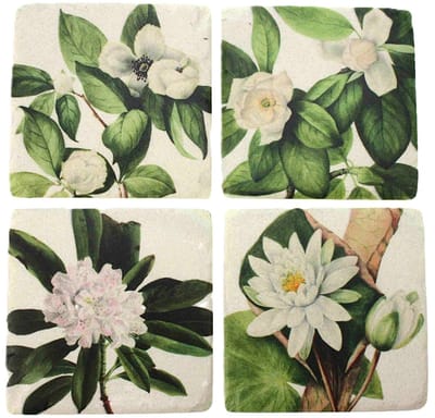 Onderzetters Waterlelies wit, s/4 10x1x10cm