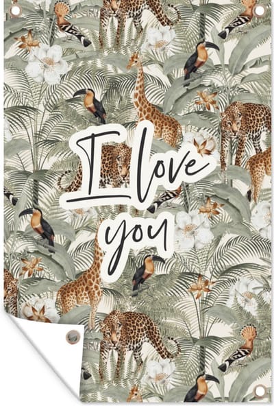 Muurdecoratie Liefde - Quotes - Koppel - I love you - Spreuken - 120x180 cm - Tuinposter - Tuindoek