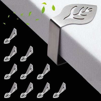 Daity 10-pack - tafelkleedklemmen - roestvrijstalen tafelkleedklemmen - tafelkleedklemmen voor dikke tafels - tuintafels - eettafels - familietafels - tafelkleedklemmen voor buiten