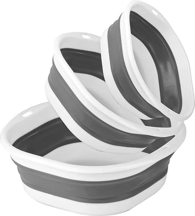Afwasteil/afwasbak opvouwbaar - 3 maten - vierkant - draagbare kom - spoelbak - opvouwbare wasbak - opvouwbare kom - opvouwbare kom voor het wassen van groenten, servies -Ruimtebesparend - Grijs