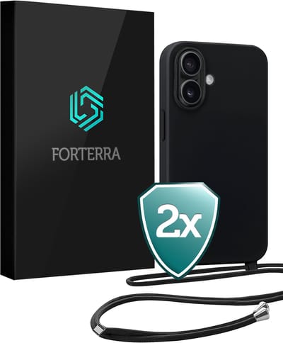 Hoesje Geschikt voor iPhone 17 Case Siliconen Hoes Met Koord - Hoes Geschikt voor iPhone 17 Met Telefoonkoord Hoesje Backcover - Zwart - 2 PACK