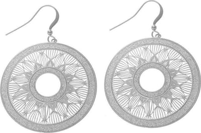 Behave - Oorbellen met ronde hanger - Boho stijl - 4 cm zilverkleurig