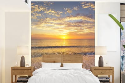 Behang - Fotobehang Strand - Zonsondergang - Zee - Breedte 160 cm x hoogte 220 cm