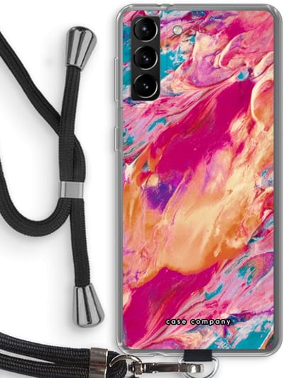 Case Company® - Hoesje met koord geschikt voor Samsung Galaxy S21 Plus hoesje met Koord - Pastel Echoes - Telefoonhoesje met Zwart Koord - Bescherming aan alle Kanten en Over de Schermrand