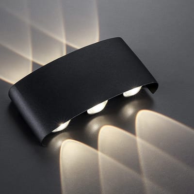 Led-wandlamp voor buiten, wandlamp voor binnen, modern, warmwit, wandlamp, buitenlamp, IP65 up-down, spotlicht, wandlicht voor woonkamer, trappenhuis, hal, wanddecoratie, zwart [Energieklasse E]