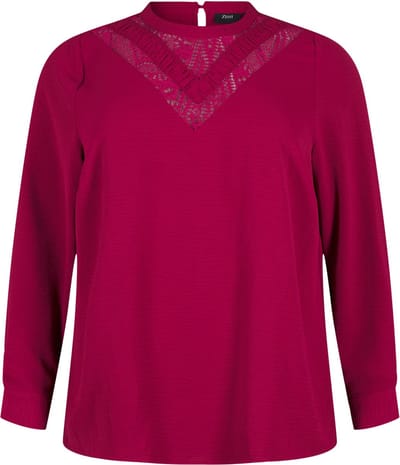 ZIZZI VKAMMA, L/S, BLOUSE Dames Blouse - Bordeaux - Maat S (42-44)