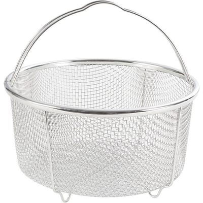 Kleine Airfryer Multifunctionele Frituurmand Friet Keukengerei Groente Afgieten 20.5x20.5cm zilver