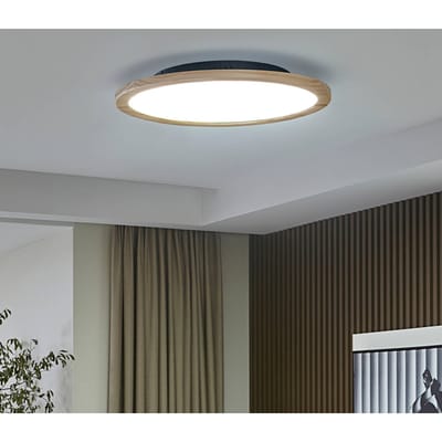 Lucande LED plafondlamp Joren, Ø 48 cm, hout, CCT, afstandsbediening