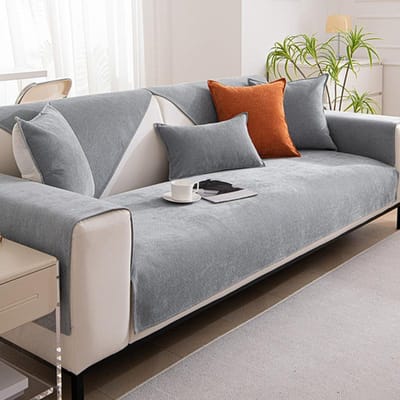 Tapis de canapé imperméable et confortable, minimaliste, doux, antidérapant, housse de dossier de canapé, couleur unie, barrière contre l'urine des animaux de compagnie, manchon de protection Pillow Cover 30x50cm gray