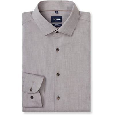 OLYMP Level Five 24/Seven Overhemd, Body Fit, Modern Kent, Taupe