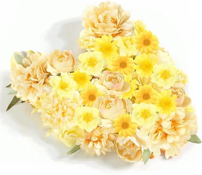 SnelShoppen - 30 Stuks Kunstbloemen, Gele Nep Bloemkoppen, Zijde Bloemen, Cake Decoraties, Kunstbloemen Mix voor Creatieve Klussen, DIY Kransen, Cadea