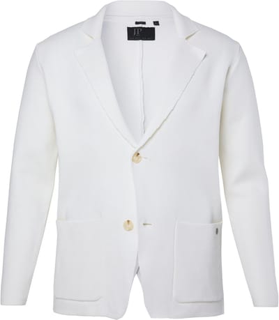 JP 1880 - Heren - Gebreid jasje FLEXNAMIC® Milano-breisel reverskraag tot 8 XL - Off-white - Maat 3XL