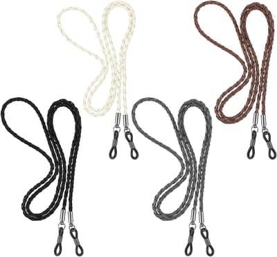 Allecto Plus - Lederen Brillenkoord in Multicolor voor Brillen - Set van 4 - Eyewear Retainer met Houders - Oogglas Ketting