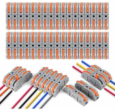 Snelle elektrische connector met hendel, 34 snelaansluitklemmen, één in en één uit, snelle elektrische klemmen, kabelconnectoren vrij combineerbaar, PA/PC vlamvertragend