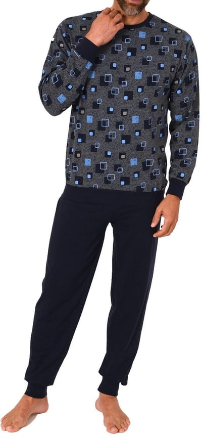 Normann herenpyjama met lange mouwen en manchetten in een elegante all-over look