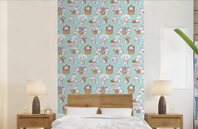 Behang - Fotobehang Konijn - Tuin - Patroon - Breedte 150 cm x hoogte 240 cm