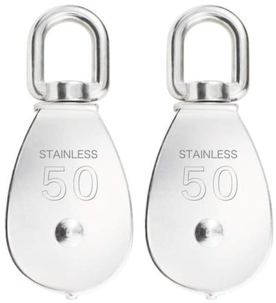 Enkele katrol - 2 stuks - Kraan Draaihaak - 304 roestvrij staal - Draadkabel Trekkatrol - Hijsring Katrol - M50