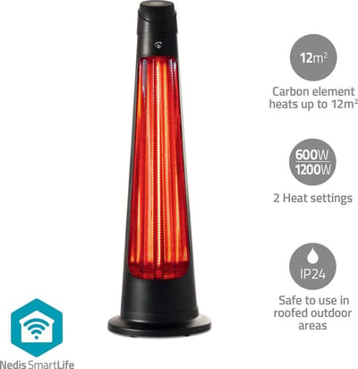 Nedis SmartLife Terrasverwarmer - 1200 W - 2 Warmte Standen - Zwenkfunctie - Omvalpreventie - IP24