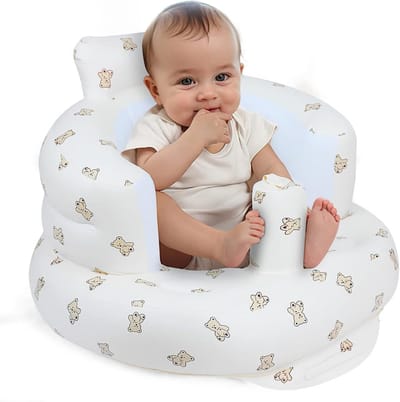 Opblaasbaar Babyzitje - Baby Zwemstoel - Veilig Baden - Ingebouwde Pomp - 60 x 50 x 45 cm - Wit