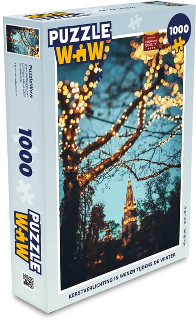 Puzzel Wenen - Kerstverlichting - Takken - Nacht - Duitsland - Legpuzzel - Puzzel 1000 stukjes volwassenen - Kerst - Cadeau - Kerstcadeau voor mannen, vrouwen en kinderen