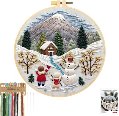Borduurpakket met Sneeuwpop – Kruissteek Starterset voor Volwassenen en Beginners, Borduurwerk voor Kerst
