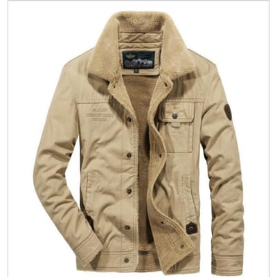 Heren fleece katoenen jas Nieuwe winter losse grote maat katoenen jas revers heren katoenen jas 6XL beige