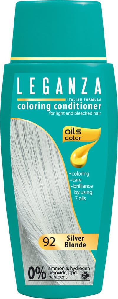 Leganza Coloring Conditioner Silver Blonde – Natuurlijke Kleurspoeling Zilver Blond – Semi-Permanente Haarkleuring met Natuurlijke Oliën – Zonder Ammoniak – 150ml