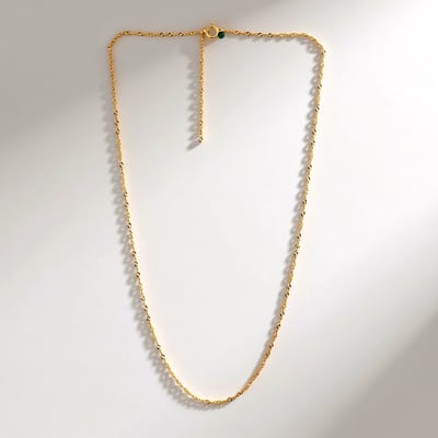 Cavill - 925 Sterling Zilveren Halsketting met Vergulde Finish - Groene Edelsteen - Verstelbaar 45,5-50,5 cm - Minimalistisch Elegant Layering Sieraad