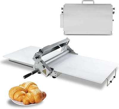 Deeg Sheeter Machine - Deegroller - Bakkerij Pizza - Instelbare Dikte - 83 x 48 cm - Zilver