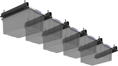 6 Pack Overhead Storage Bin Rack, Plafondrekken voor Utility Bakken Organisatie, Heavy Duty Rack Plafond Garage Opslag voor Meeste Bakken Container