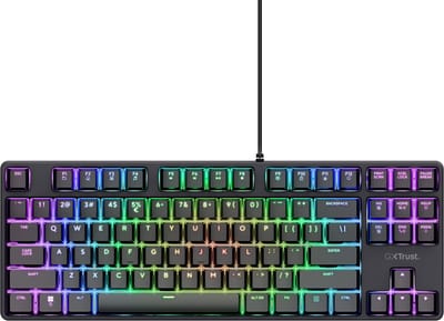 Trust GXT 864 Cada - Gaming Toetsenbord - Mechanisch met Tactiele Huano Brown Switches - TKL - RGB - Bedraad - PC/PS5 - QWERTY US - Zwart