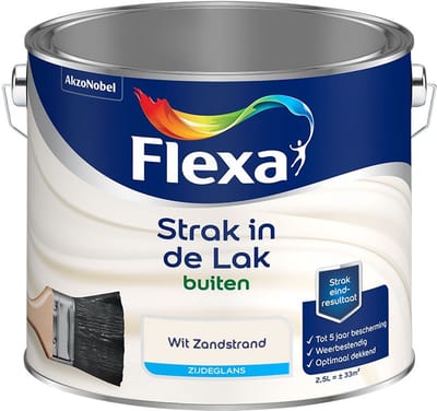 Flexa - Strak In De Lak Buitenlak Zijdeglans - Wit Zandstrand - Mengverf - 2,5 L