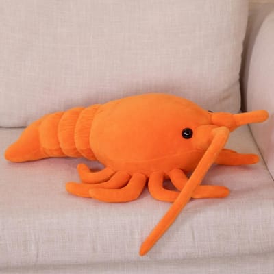 50-65cm Kawaii Rode Kreeft Pluche Speelgoed Knuffeldier Garnalen Levensgetrouwe Kreeft Pop Zacht Grappig Kussen Verjaardagscadeaus Voor Kind Baby 50cm orange
