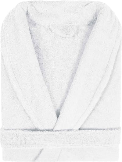 Badjas Badstof Uni Pure Royal met Shawlkraag Wit Maat S
