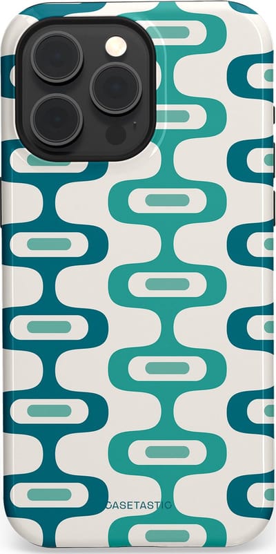 Casetastic hoesje geschikt voor Apple iPhone 15 Pro Max - MagSafe - Dubbellaagse bescherming - Vormen vibe - Fashion Case - Wit Petrol Lichtgrijs Mintgroen