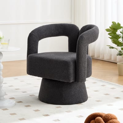 Intebiki 360° draaibare eetkamerstoelen - fauteuil - keukenstoelen - Fluwelen - zithoogte 44 cm - geschikt voor slaapkamers en woonkamers - donkergrijs