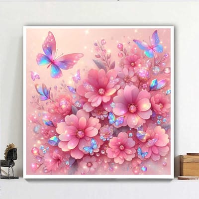 Diamant schilderij set/DIY diamant set voor kinderen/diamant schilderij vol diamanten/volwassen DIY diamant set/mozaïek schilderij - Bloemen en Vlinders 40*40CM