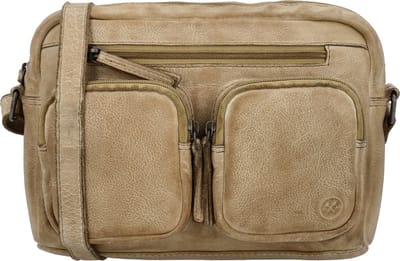 Hide & Stitches Paint Rock Crossbody Schoudertas met Handige Ritsvakken - Leren Dames Tas - Zand
