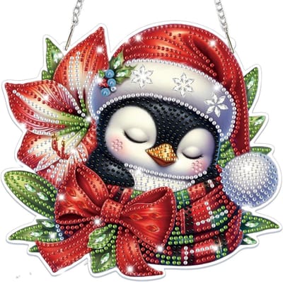 Kerst Diamant Schilderen Hanger, 5D Craft Set voor Volwassenen en Kinderen, Dubbelzijdige Decoratie voor Raam, Deur en Wand
