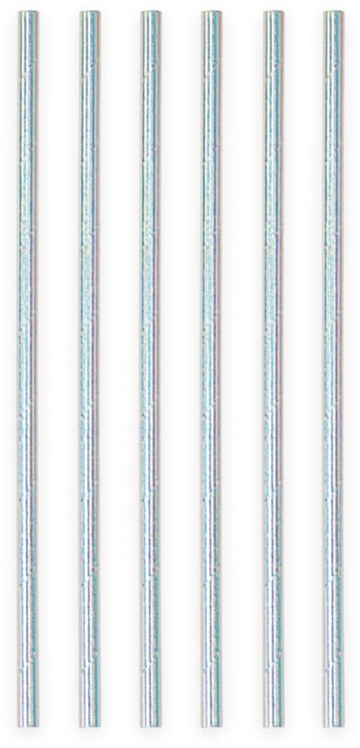 40 Papieren Rietjes Zilver Metallic - 6mm x 197mm - Set van 2 Pakjes (40 stuks) - Oud & Nieuw, feestversiering & verjaardag
