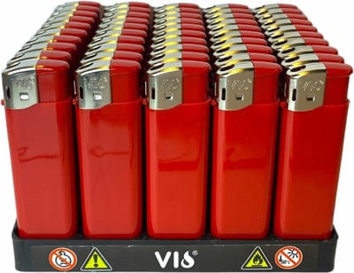 Unilite - 50 stuks bedruk aanstekers - navulbaar - reclame aanstekers - Rood - klik systeem