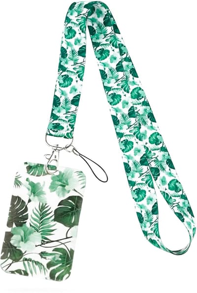 Travel Cords - keycord met pashouder Urban Jungle - uitschuifbaar - eenzijdig transparant venster - lanyard - passen, sleutels en telefoon - bloemen - met telefooncord - hardcase
