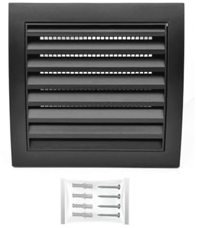 Ventilatierooster 190 x 190 mm Antraciet met Insectbescherming – Vierkant Afzuigkap Luchttoevoersysteem Element