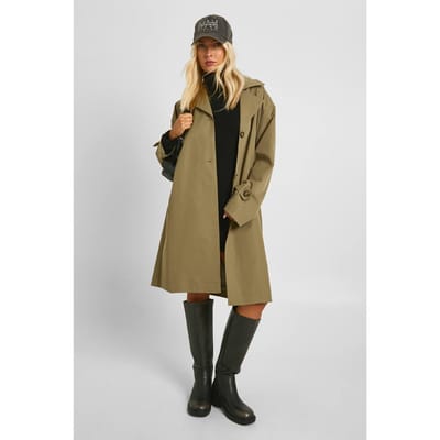 boohoo Dames Longline Met Ceintuur Trenchcoat | Sage | Maat: 10