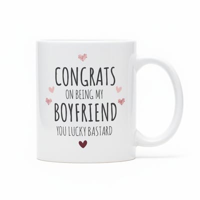 Grappige Romantische Tekst Mok 330 ml – “Congrats on Being My Boyfriend” Koffie- & Theemok Cadeau voor Hem