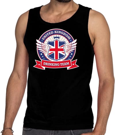 Zwart Engeland drinking team tanktop / mouwloos shirt / tanktop / mouwloos shirt zwart heren - United Kingdom kleding S